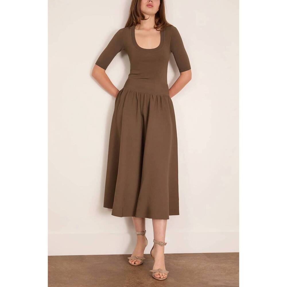NEW MARIA MCMANUS double keyhole dress in taupe